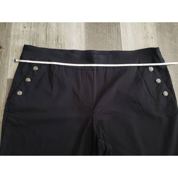 Counterparts Black Elastic Waist Stretch Pants / Slacks w. Decorative Buttons - Picture 8 of 8